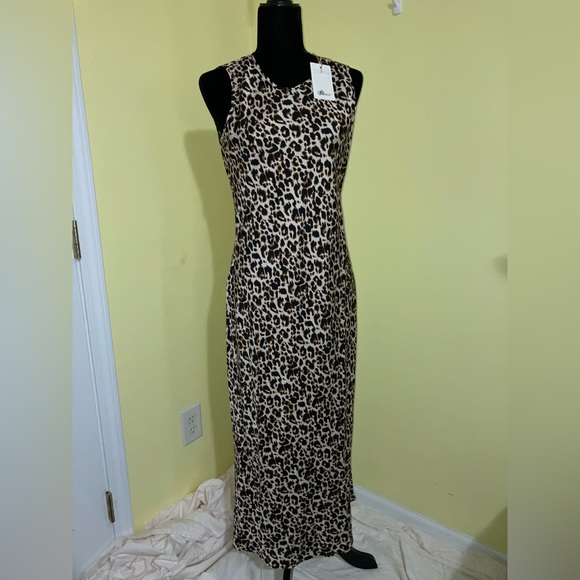 Quince NEW Mulberry silk midi dress sz M leopard print high neck tank NWT - Picture 5 of 11